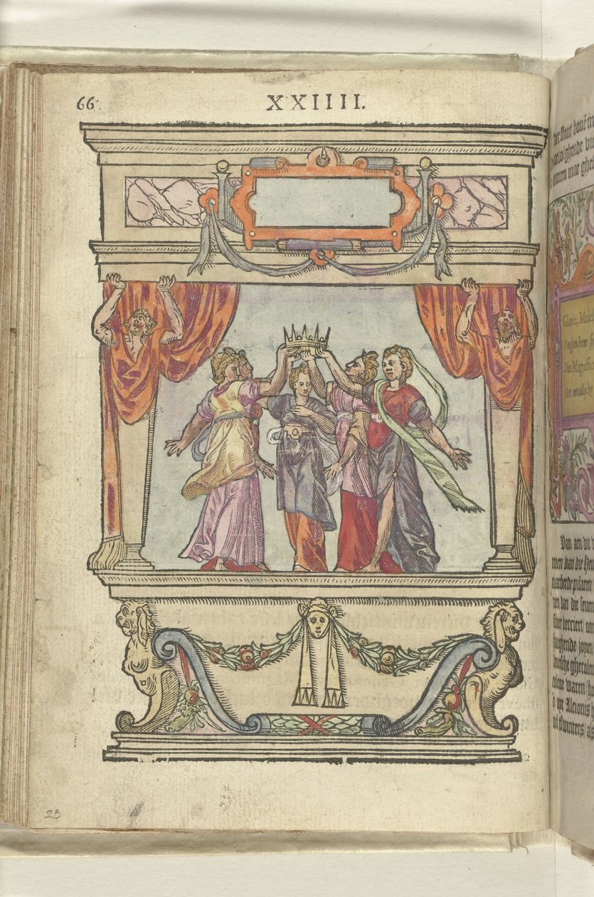 Szene mit den Personifikationen von Ruhm, Majestät, Großzügigkeit, Pracht und Bescheidenheit, 1578 von Antoni van Leest