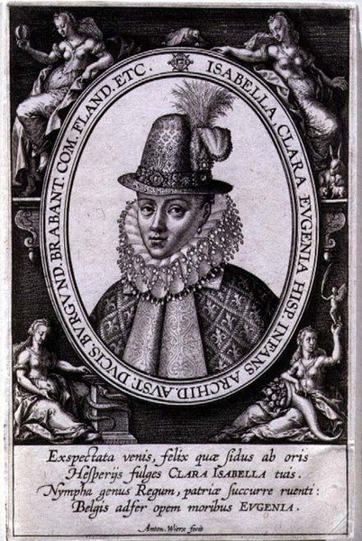 Porträt von Isabella Clara Eugenia von Österreich (1566-1633) Ehefrau von Albert, Erzherzog von Österreich (1559-1621) von Antonie Wierix