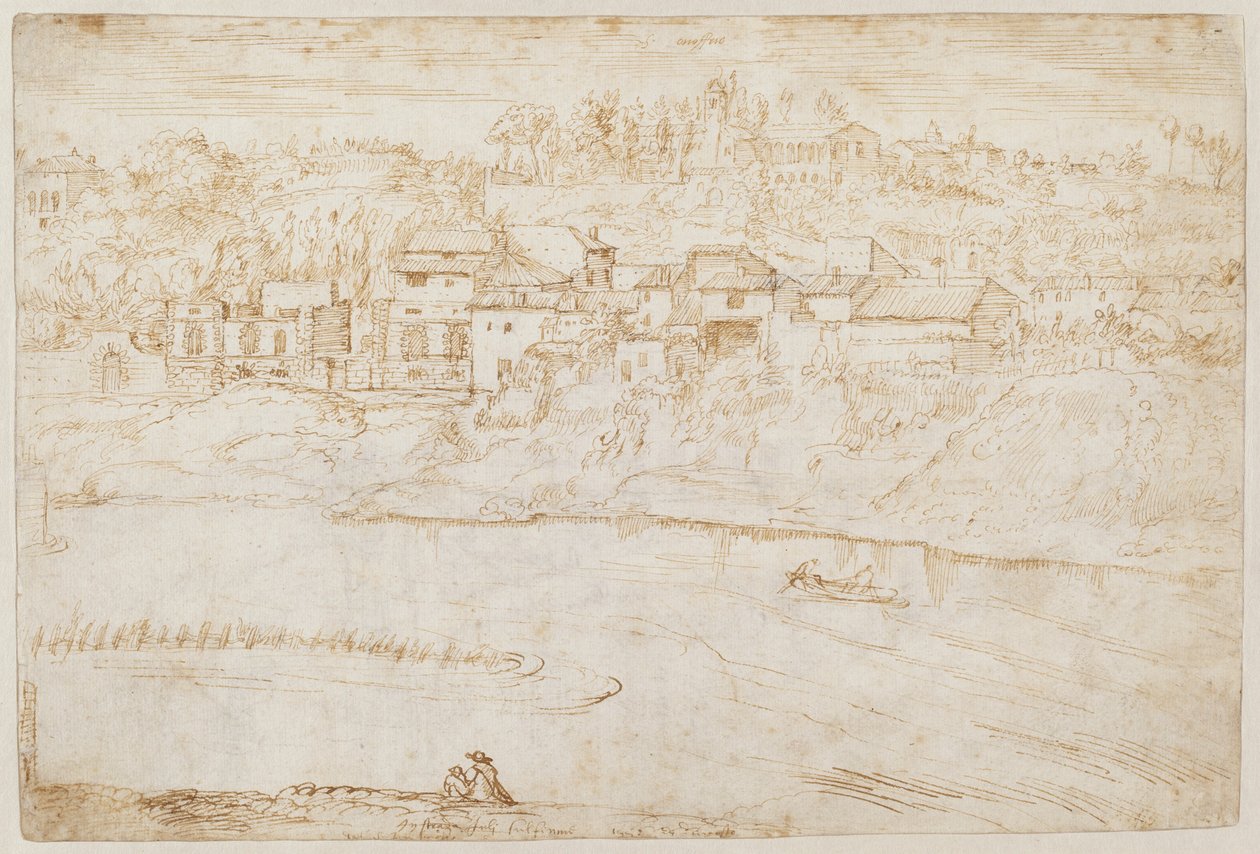 Blick auf den Janiculum-Hügel vom Tiber aus von Antonie van den Wyngaerde