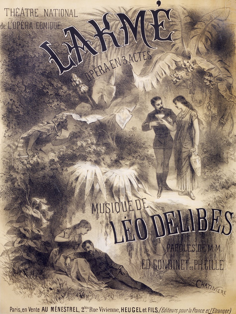 Plakat für Lakmé, Oper mit Libretto von Edmond Gondinet und Philippe Gille, Musik von Léo Delibes, Théâtre National de l
