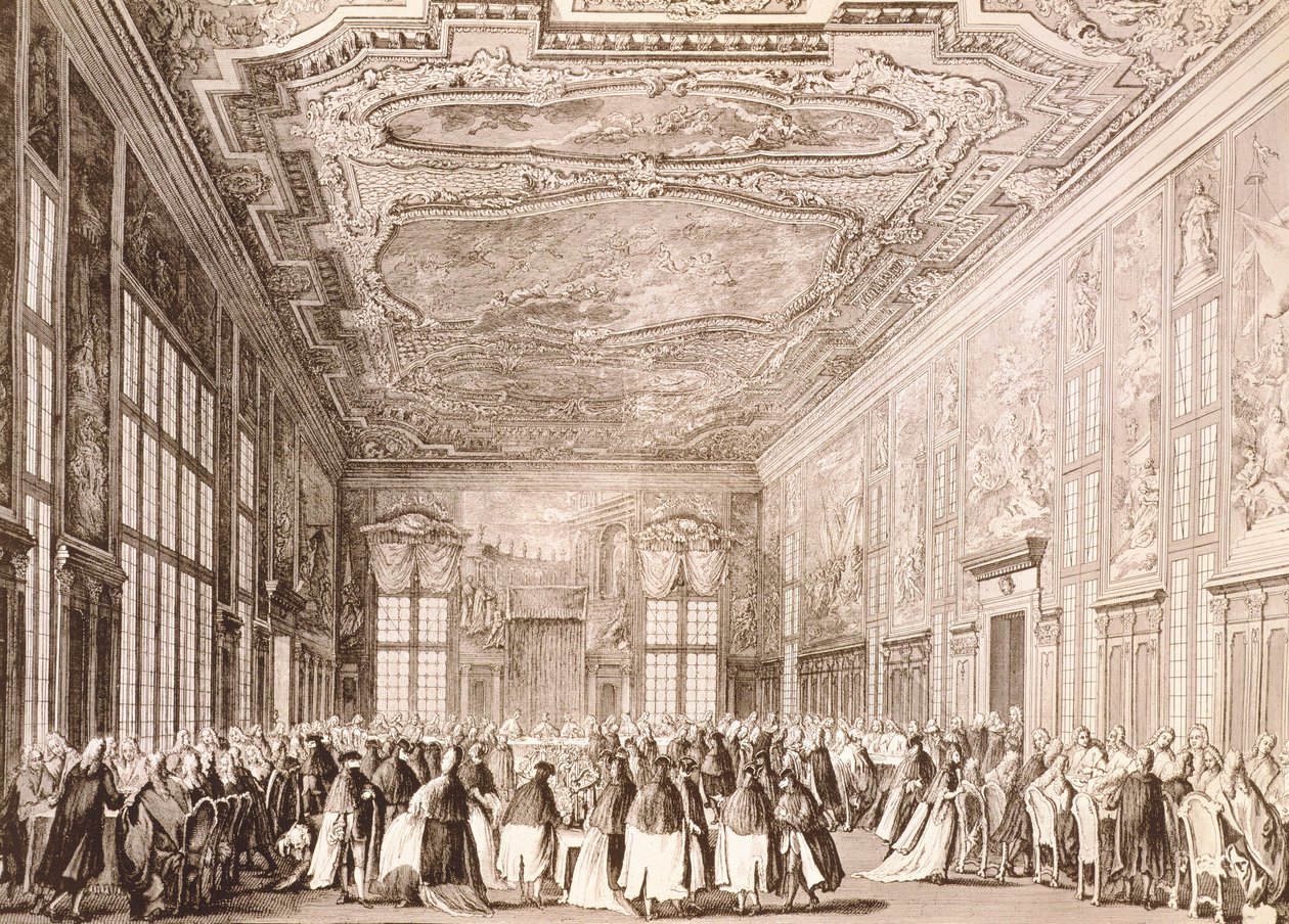 Herzogliche Gesellschaft, Bankett des Dogen von Venedig zu Ehren der Vertreter ausländischer Delegationen von Antonio (after) Canaletto
