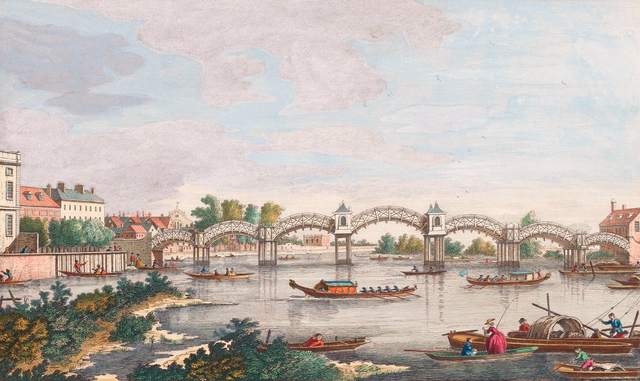 Neue Brücke über die Themse bei Hampton Court von Antonio (after) Canaletto