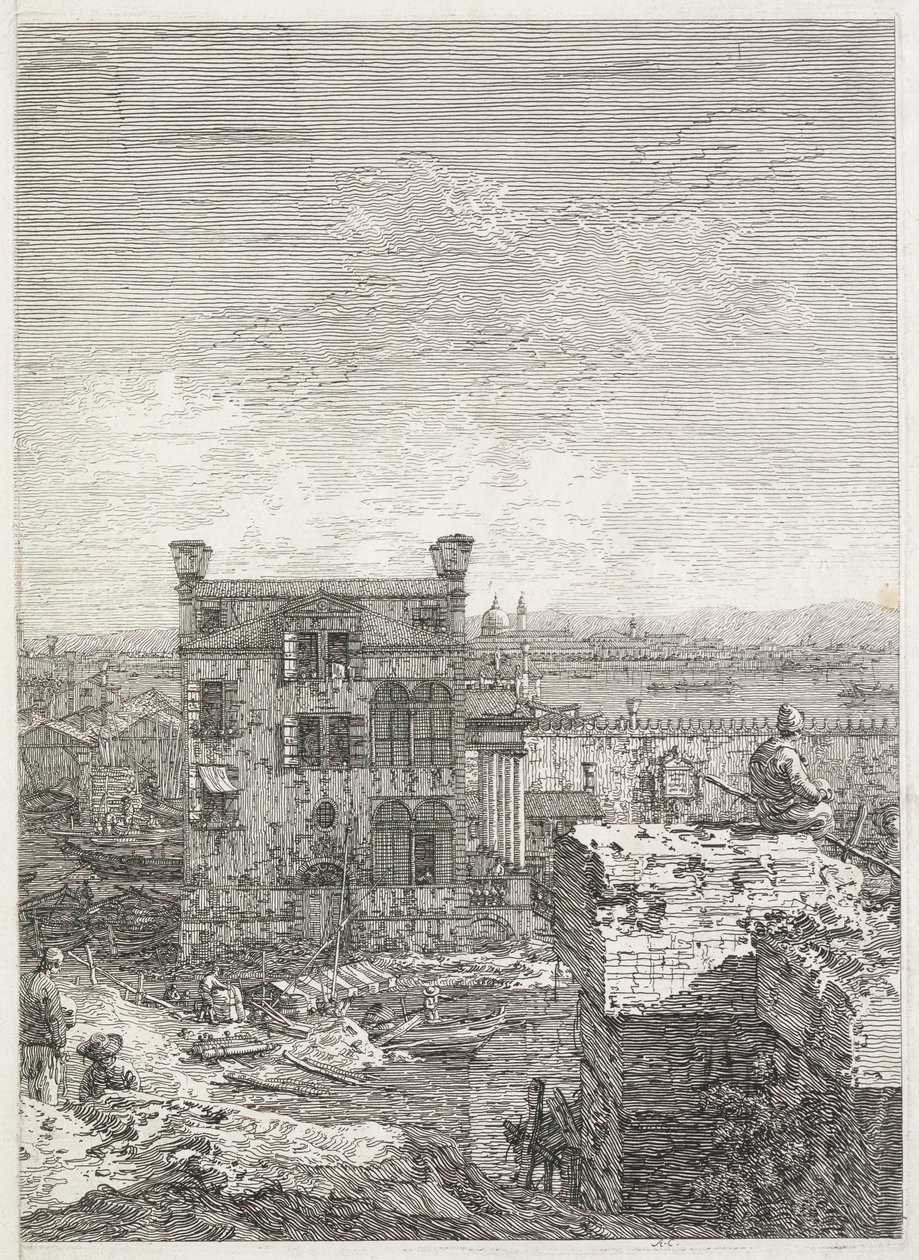 Ansichten: Ein Haus umgeben von sechs Säulen, 1735-1746 von Giovanni Antonio Canal