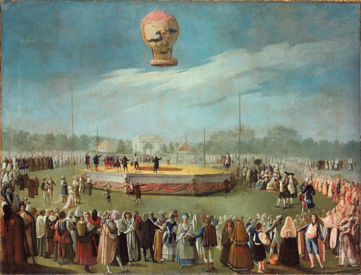 Aufstieg eines Ballons im Beisein des Hofes von Karl IV., ca. 1783 von Antonio Carnicero