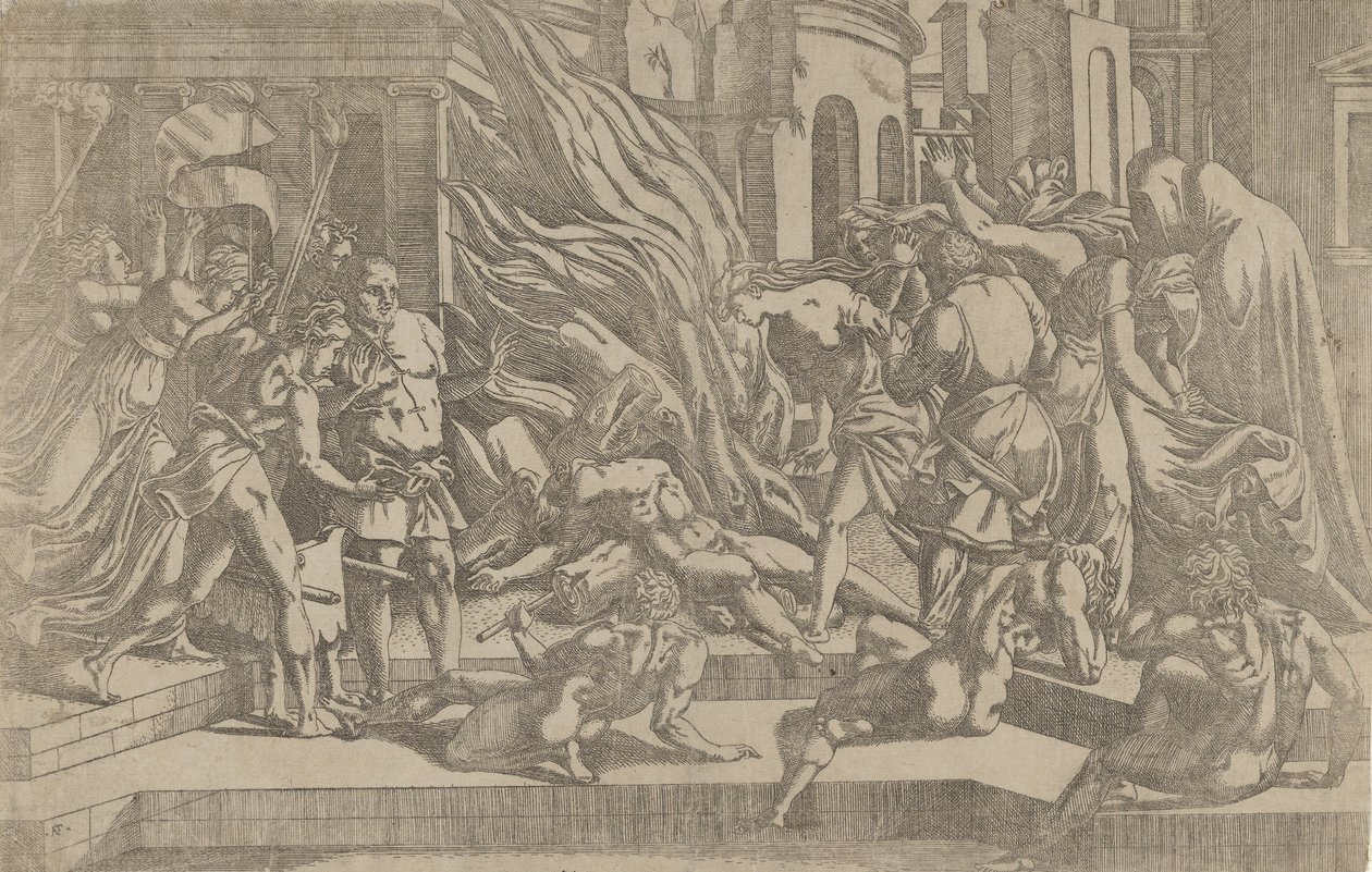 Verbrennung einer Leiche, 1540-45 von Antonio Fantuzzi