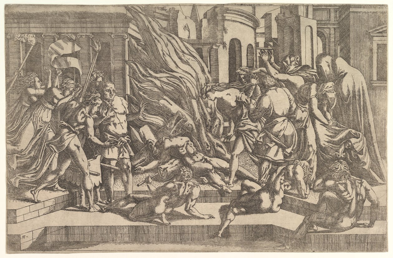 Verbrennung einer Leiche, ca. 1543 von Antonio Fantuzzi