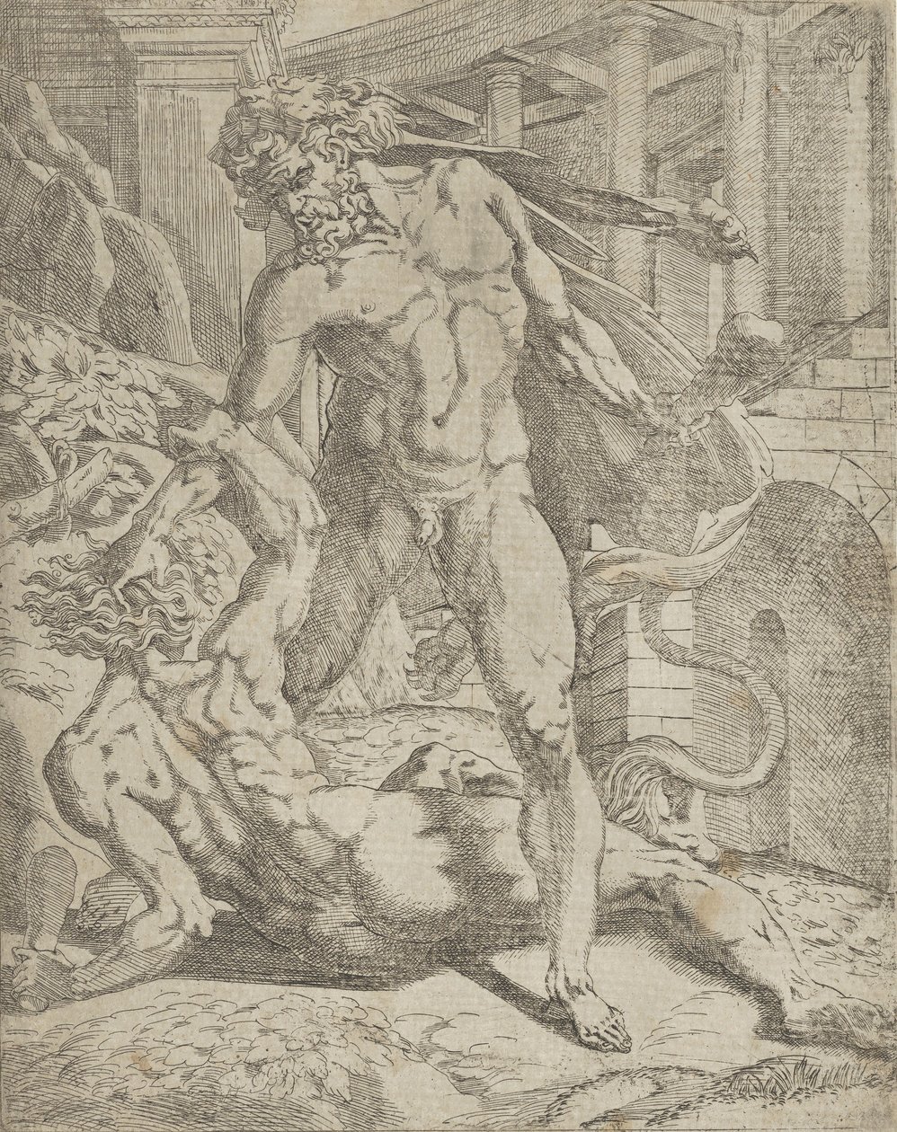 Herkules und Cacus, 1540-45 von Antonio Fantuzzi