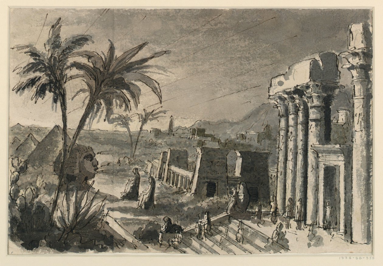 Bühnenbild, ägyptische Stadt von Antonio Giuseppe Basoli