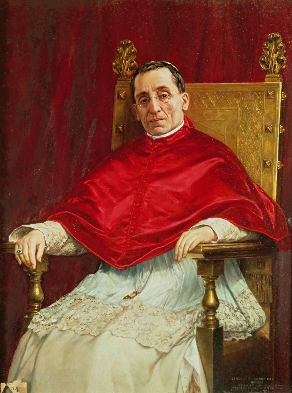 Porträt von Papst Benedikt XV. von Antonio Maria Fabres y Costa