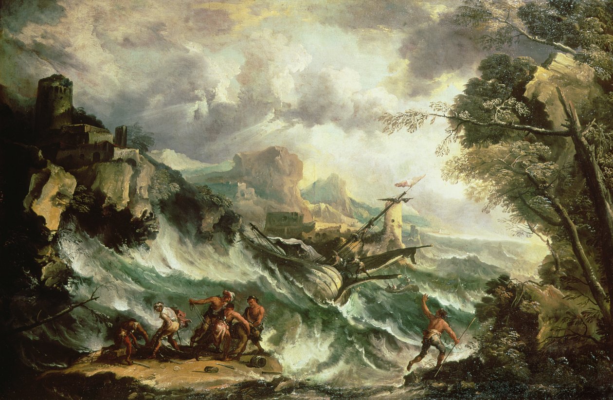 Meereslandschaft mit Schiffswrack, um 1700-07 von Antonio Marini