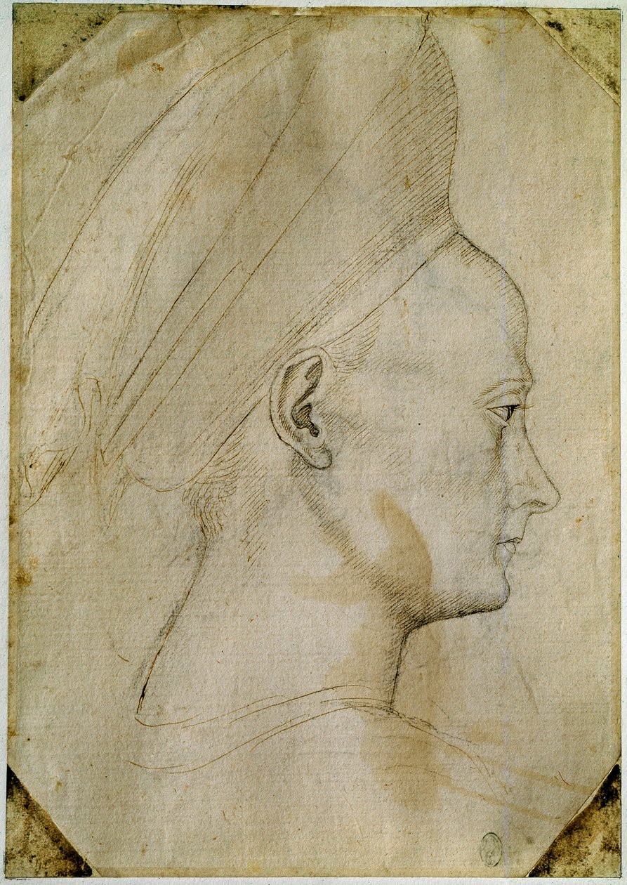 Kopf einer jungen Frau im Profil nach rechts von Antonio Pisanello