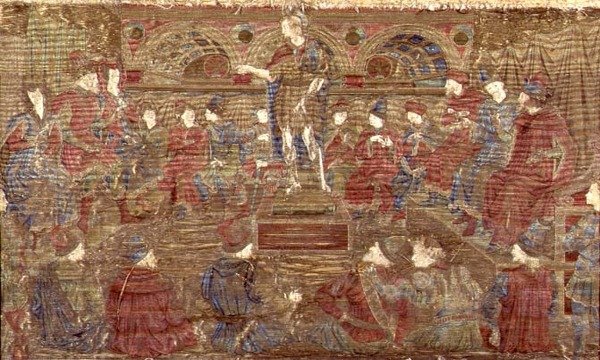 Johannes der Täufer tadelt Herodes, Wandteppich mit Szenen aus dem Leben des Heiligen von Antonio Pollaiuolo