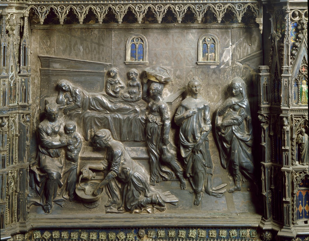 Die Geburt Johannes des Täufers. Silberrelief von Antonio Pollaiuolo