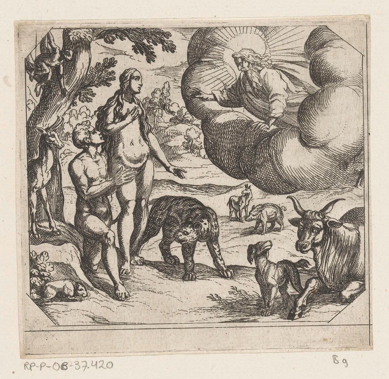 Adam und Eva im Paradies von Antonio Tempesta