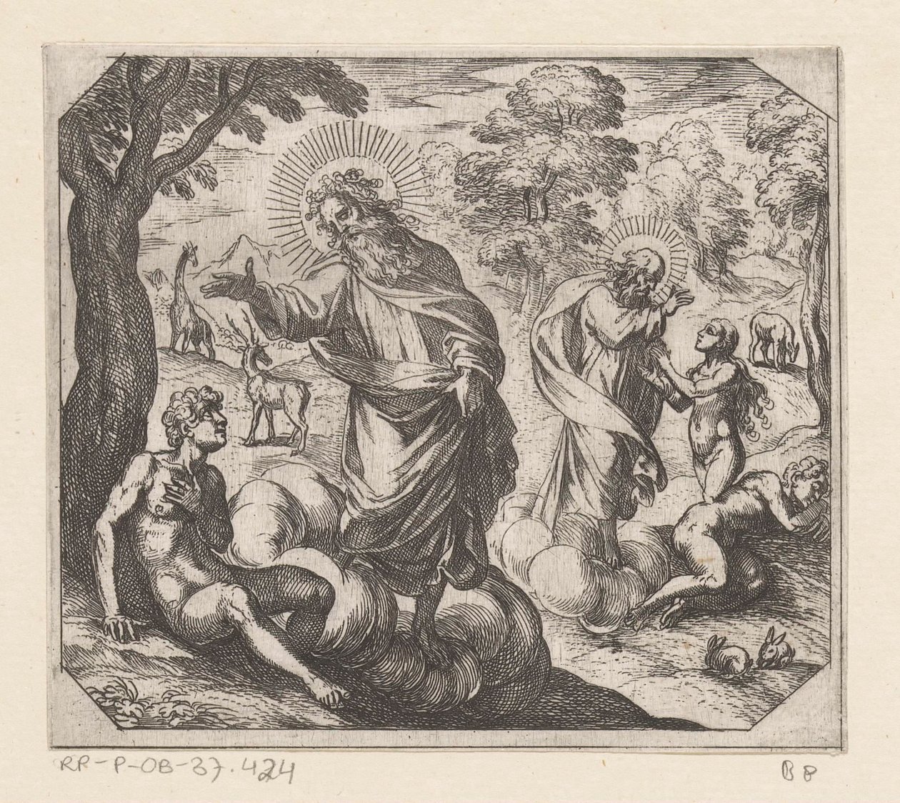 Die Erschaffung von Adam und Eva von Antonio Tempesta