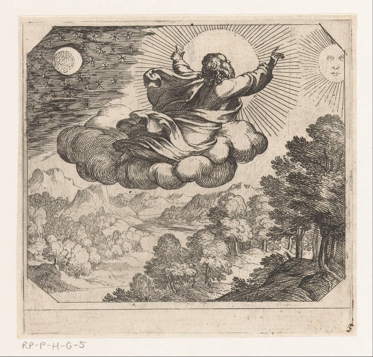 Gott erschafft die Sonne, den Mond und die Sterne von Antonio Tempesta
