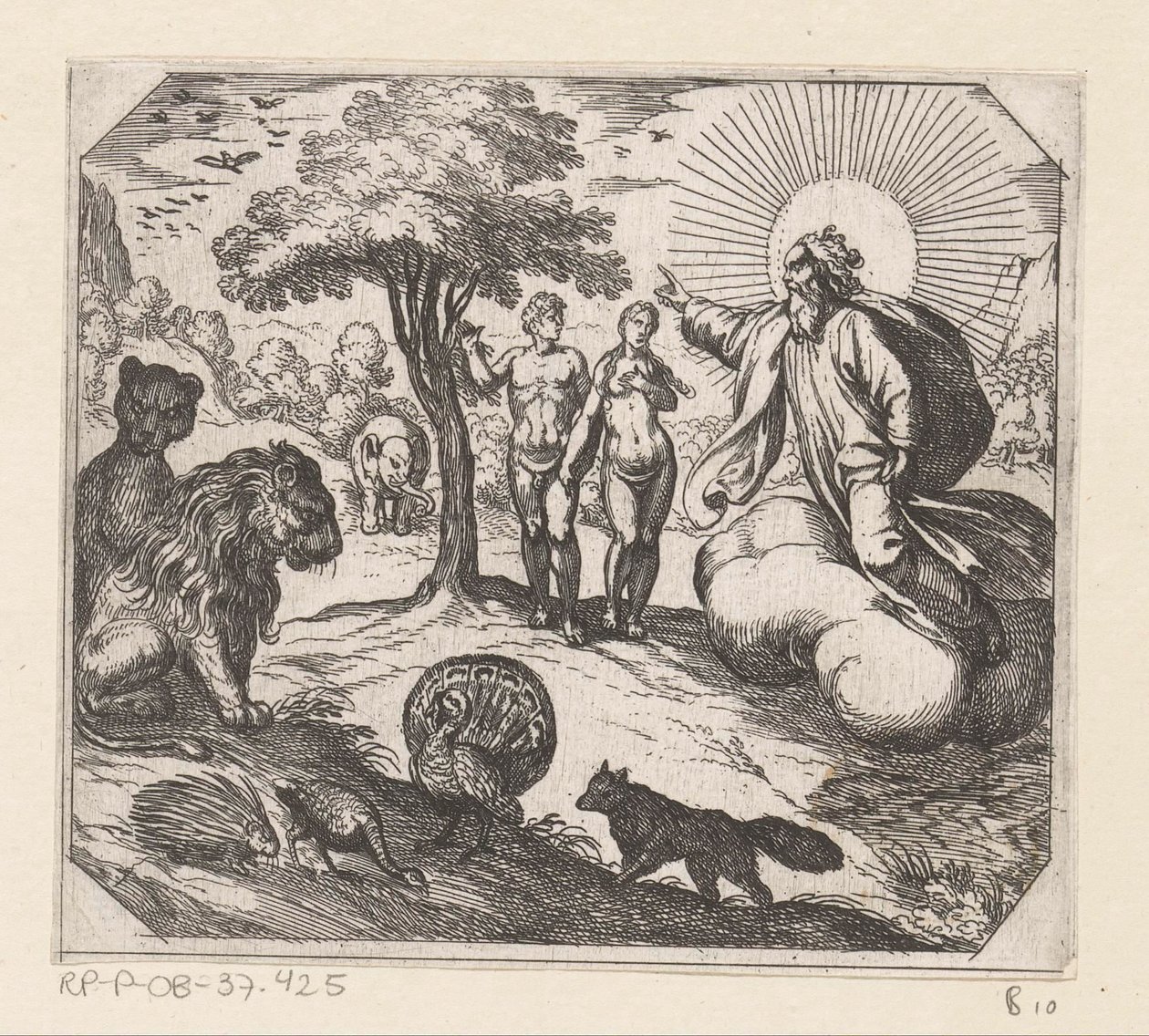 Gott verbietet Adam und Eva vom Baum der Erkenntnis zu essen von Antonio Tempesta