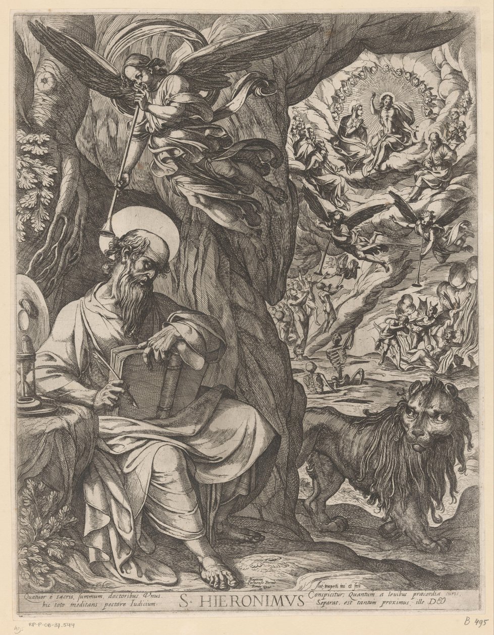 H. Hieronymus in der Wildnis, das Jüngste Gericht betrachtend von Antonio Tempesta