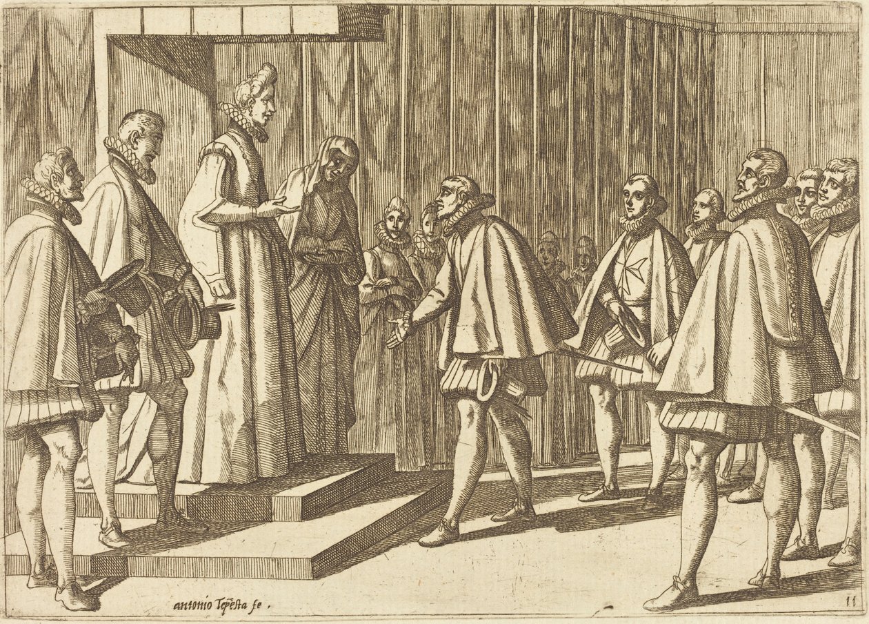 Italienischer Prinz vor Margarete von Österreich von Antonio Tempesta