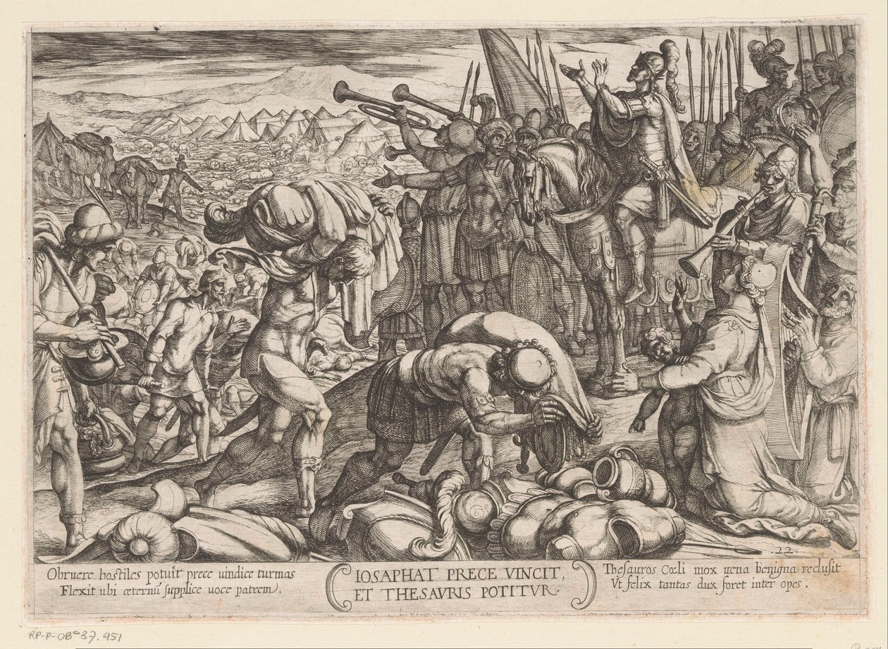 Josaphat dankt Gott für seinen Sieg von Antonio Tempesta