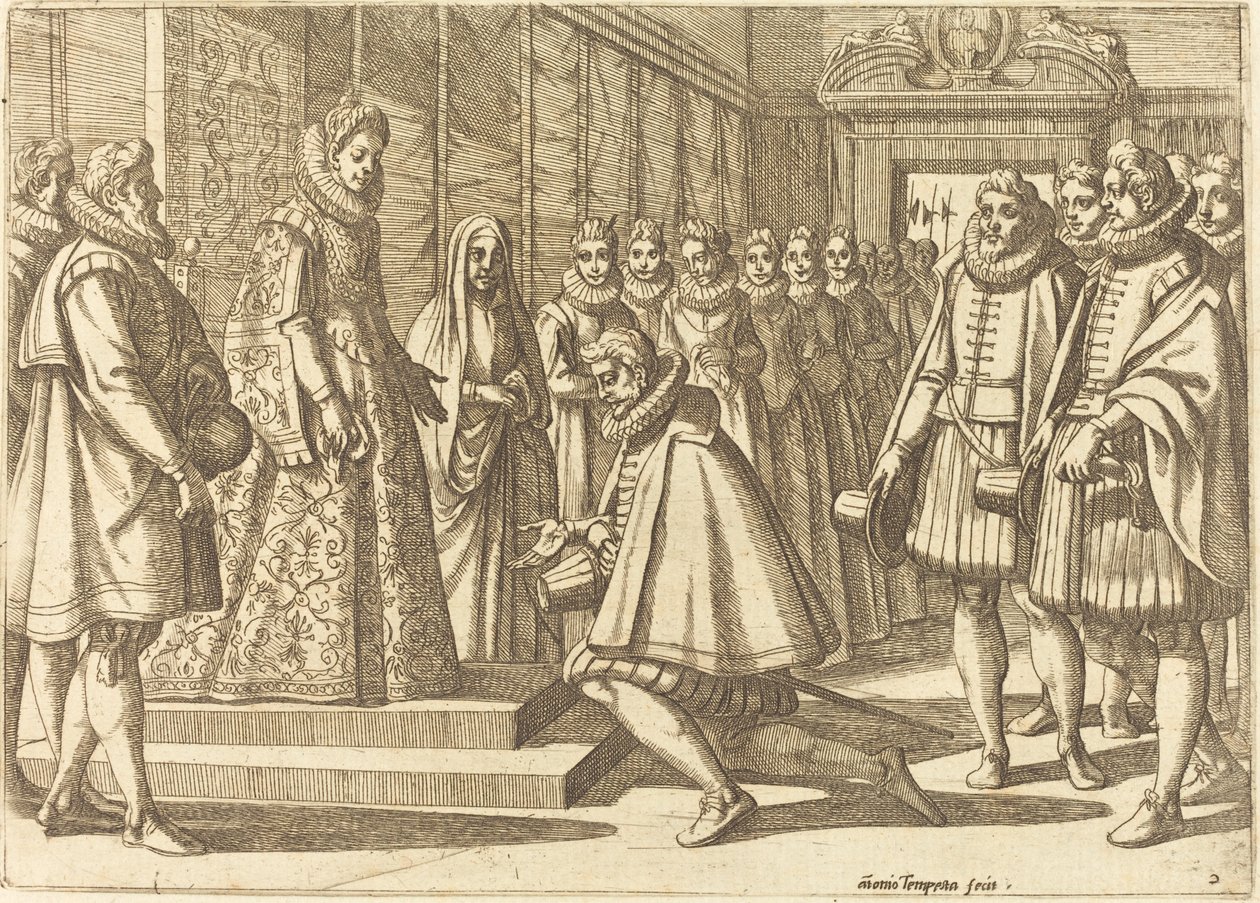 Philipp von Spanien vor Margarete von Österreich von Antonio Tempesta