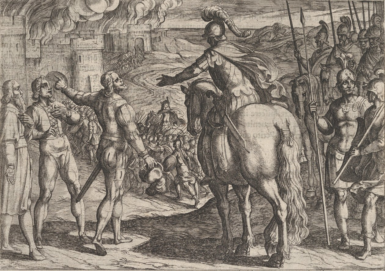 Tafel 34: Die Römer brennen das niederländische Land nieder, aus Der Krieg der Römer gegen die..., 1611 von Antonio Tempesta