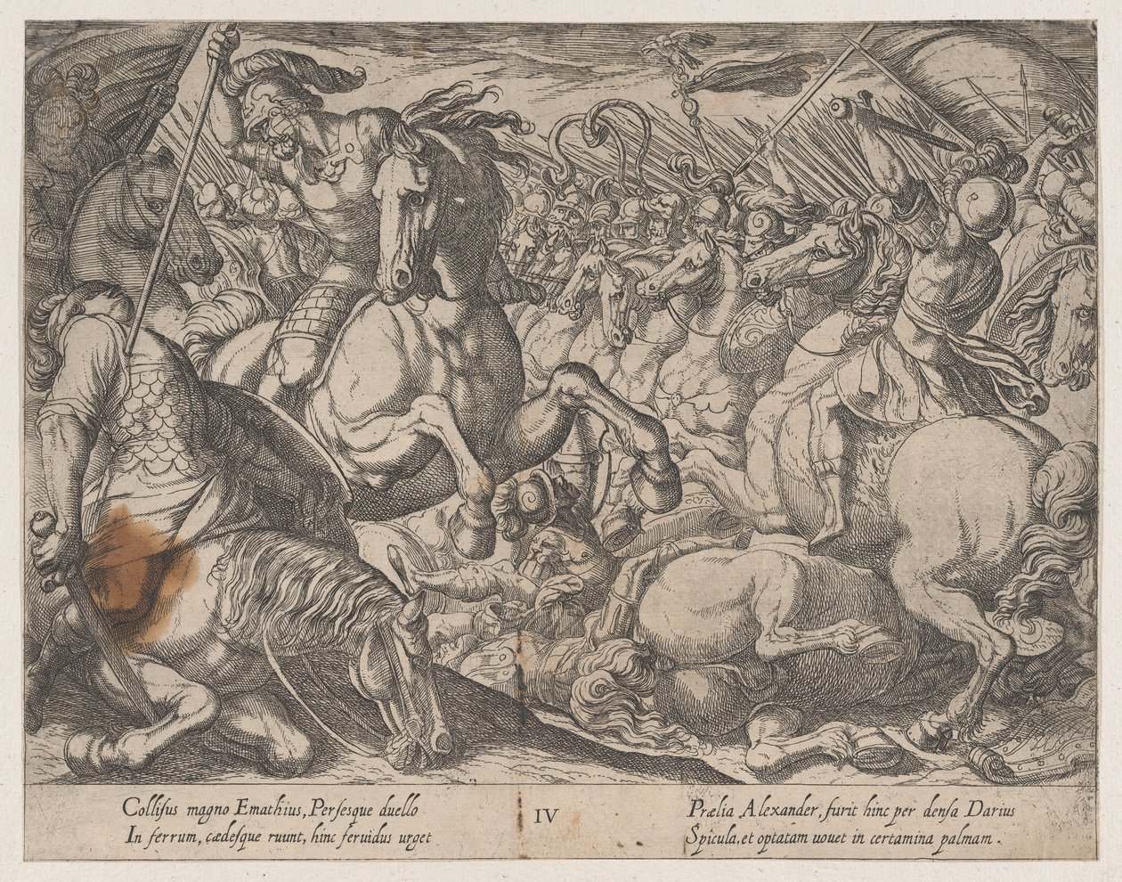 Tafel 4: Alexander kämpft gegen die Perser, aus Die Taten Alexanders des Großen, 1608 von Antonio Tempesta