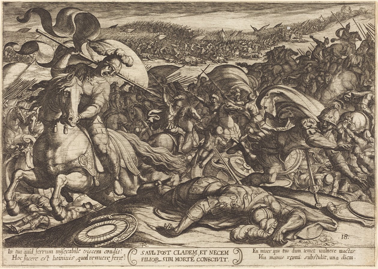 Saul tötet sich selbst nach der Niederlage seiner Armee durch die Philister von Antonio Tempesta