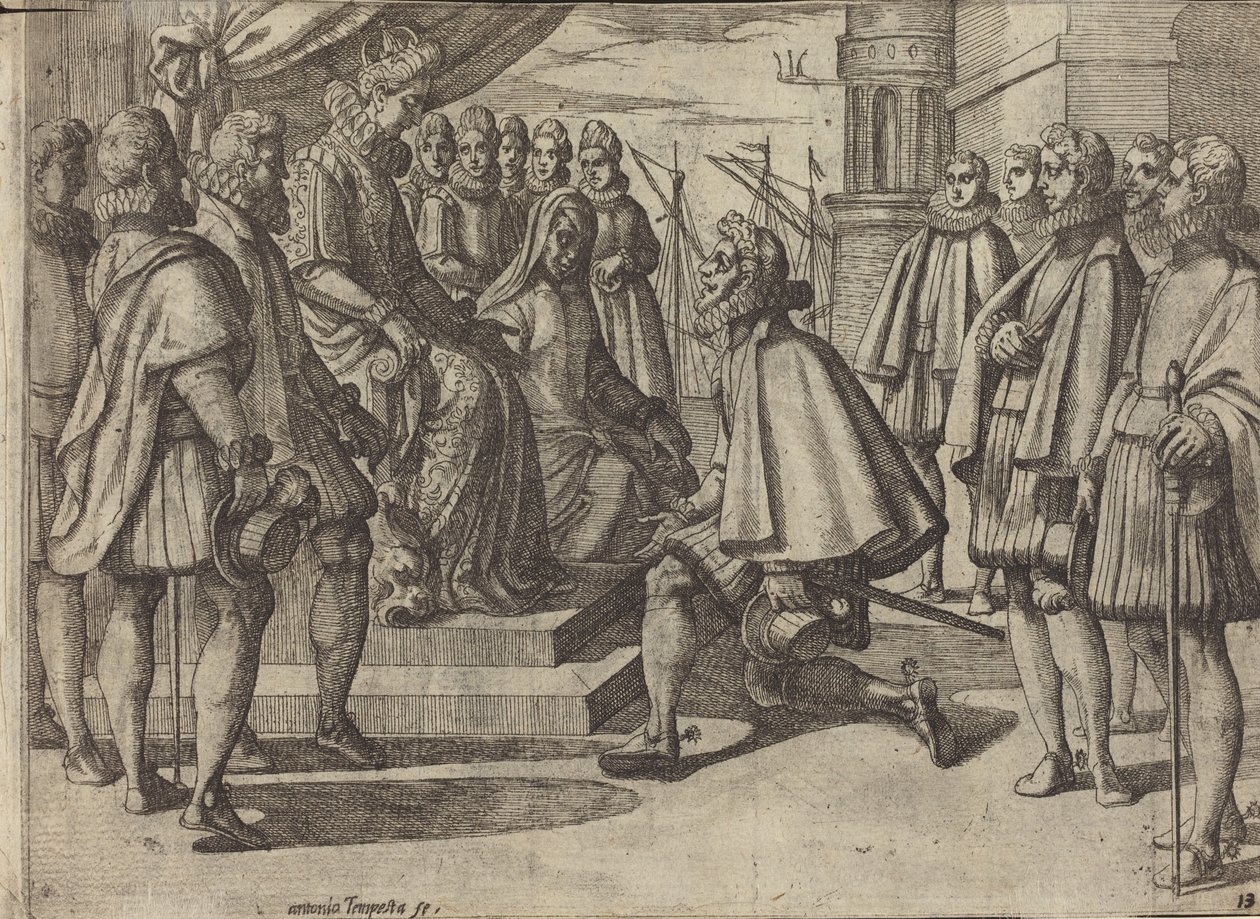 Spanischer Herzog vor Margarete von Österreich [verso] von Antonio Tempesta