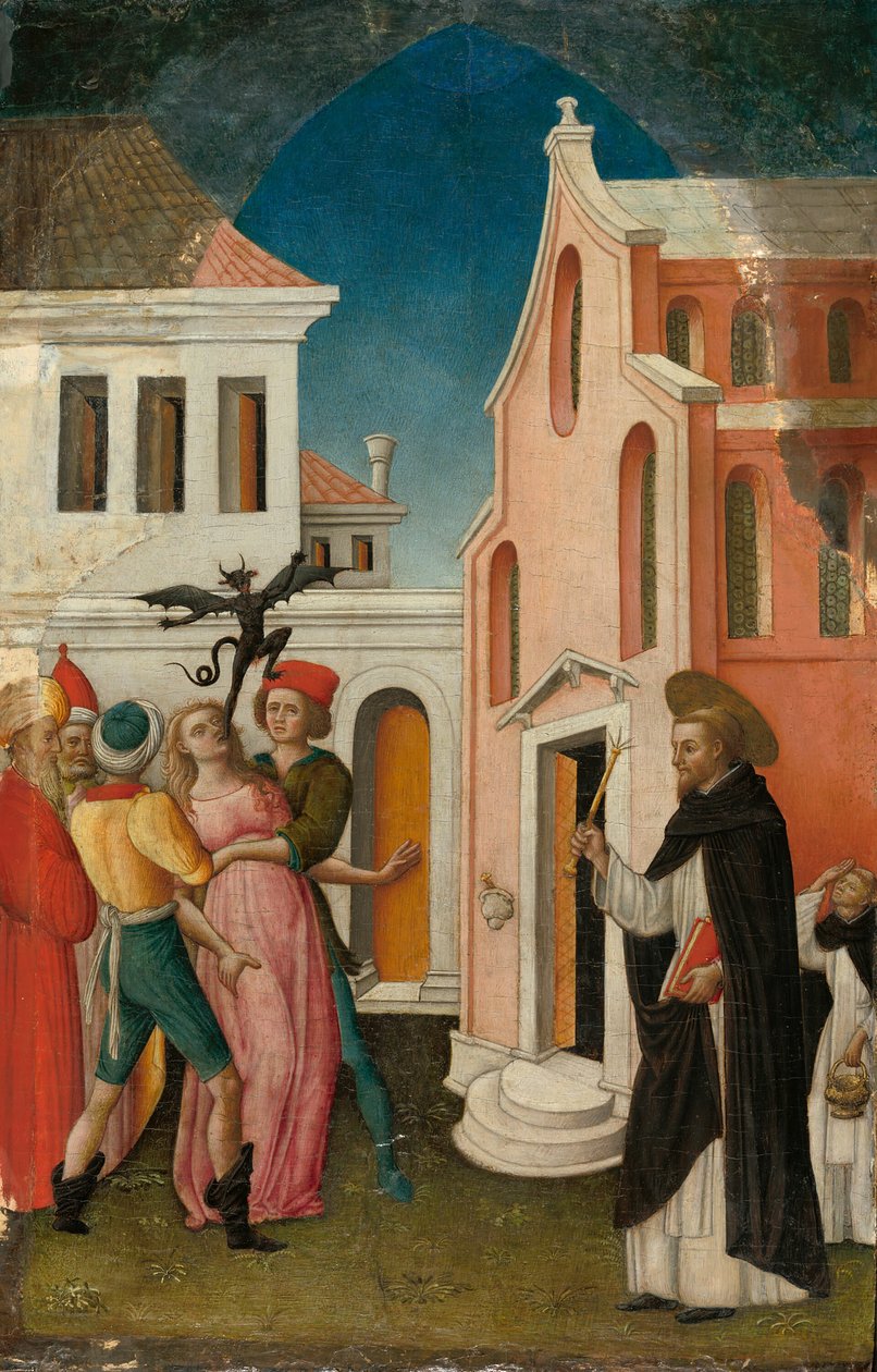 Der heilige Petrus Martyr exorziert eine von einem Teufel besessene Frau von Antonio Vivarini