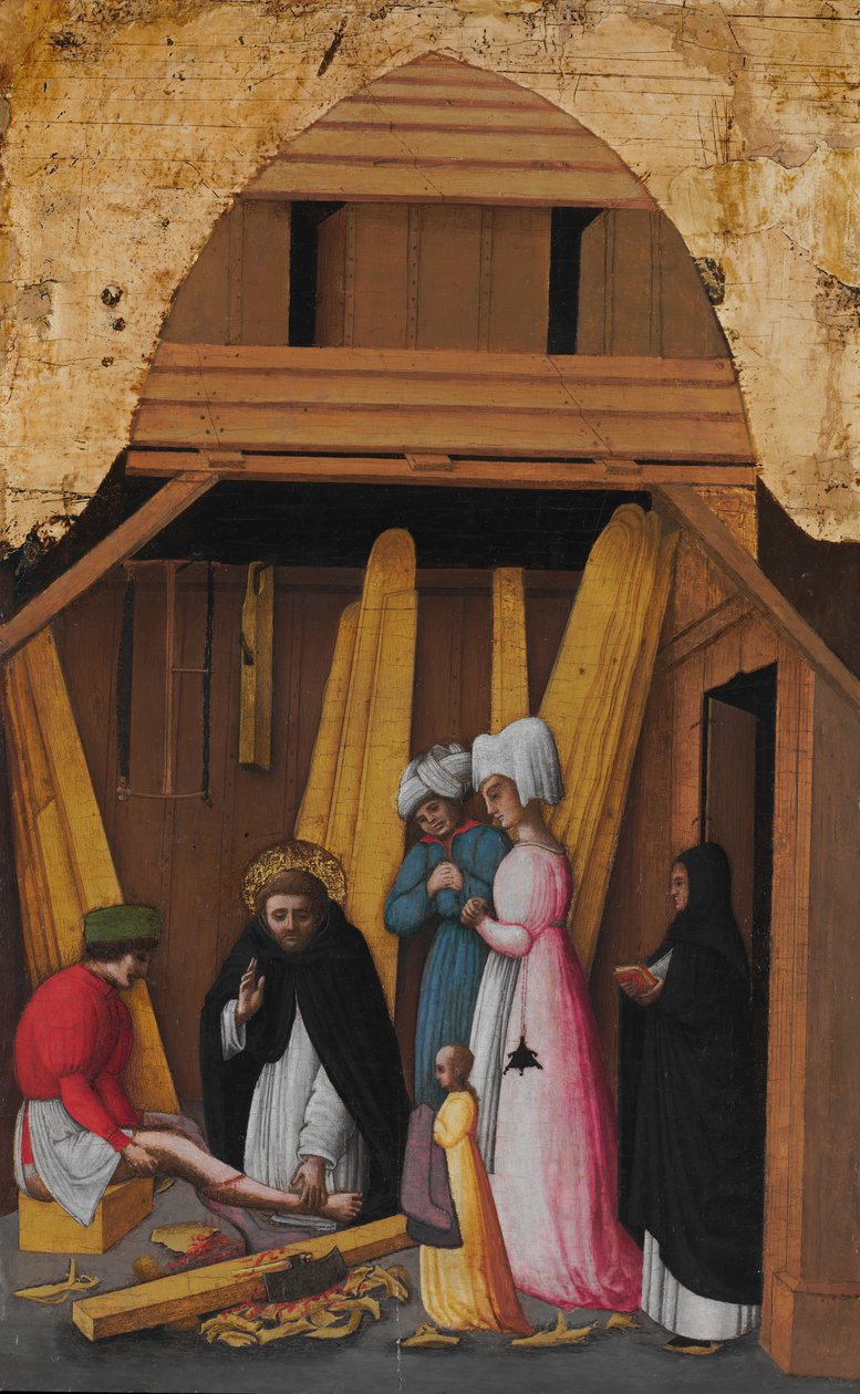 Der heilige Petrus Märtyrer heilt das Bein eines jungen Mannes, ca. 1450 von Antonio Vivarini