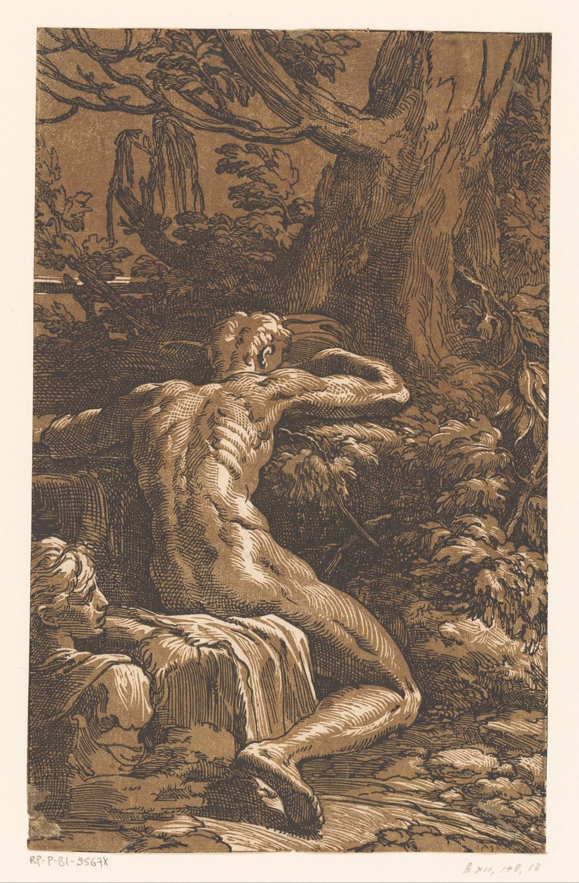 Nackter Mann in einer Landschaft von Antonio da Trento
