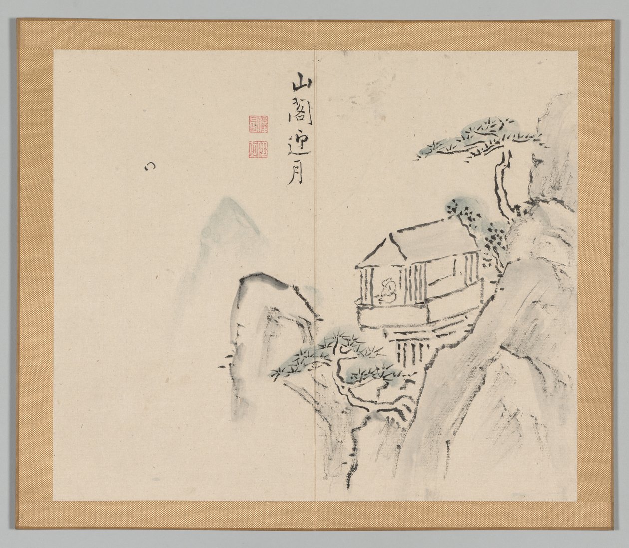 Doppelalbum mit Landschaftsstudien nach Ikeno Taiga, Band 2 Blatt 31, 18. Jahrhundert von Aoki Shukuya