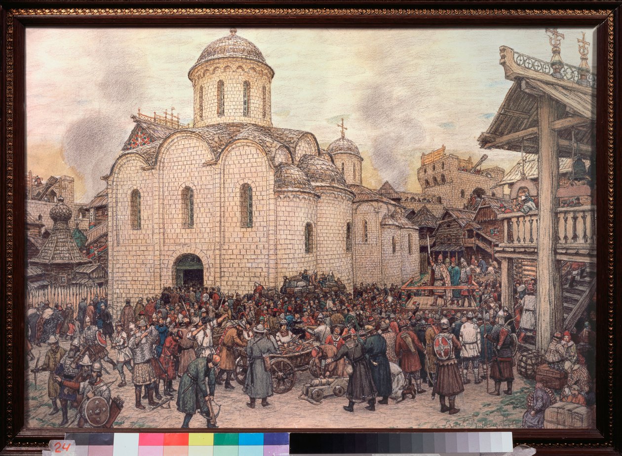 Die Invasion Moskaus durch den Khan Tokhtamych im Jahr 1382 von Apollinari Mikhailovich Vasnetsov