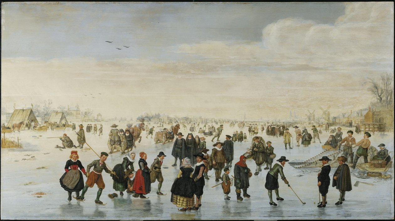 Schlittschuhläufer auf der Amstel, ca. 1620 von Arent Arentsz