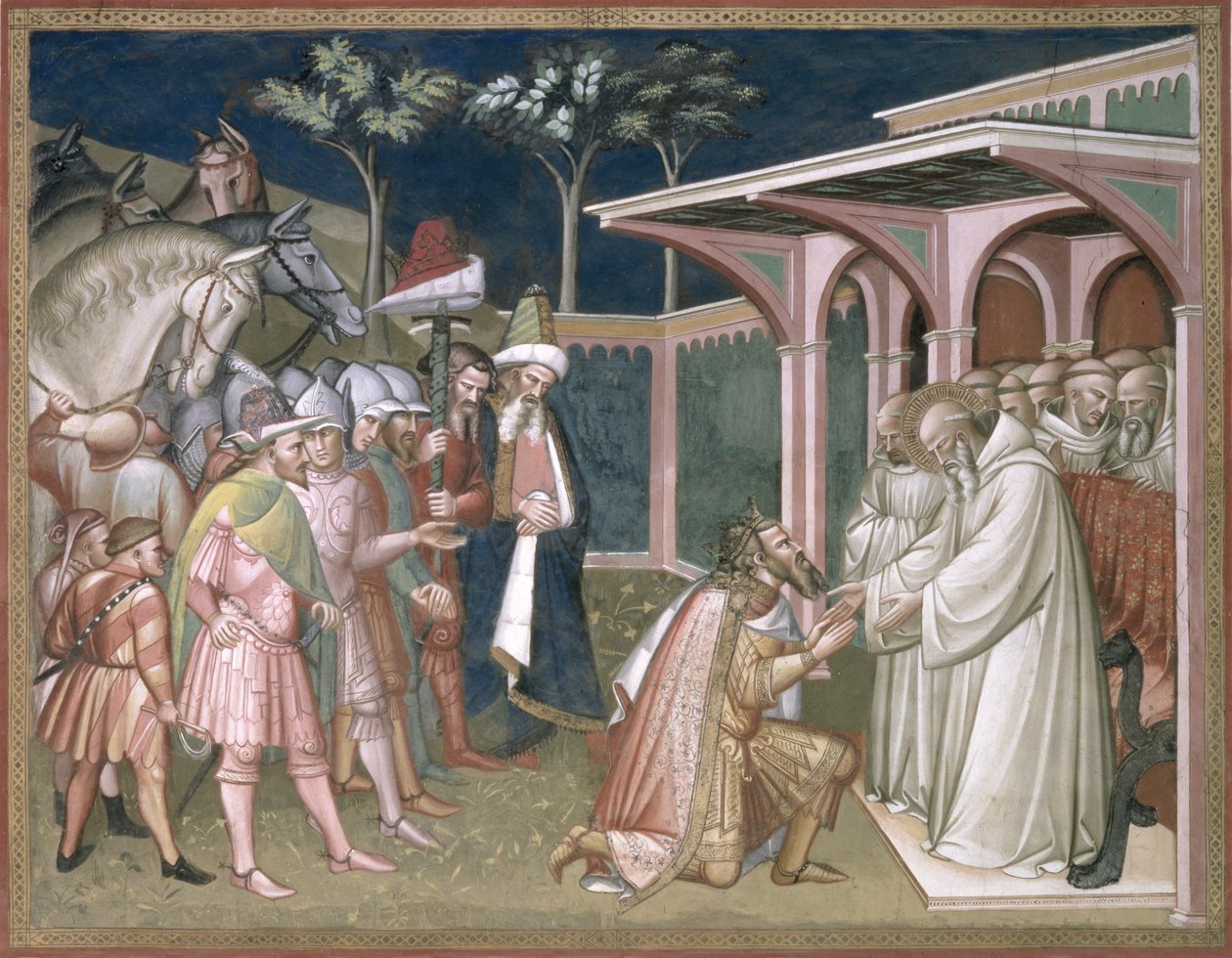 Der Heilige prophezeit Totila, König der Goten (Detail) von Aretino Luca Spinello or Spinelli