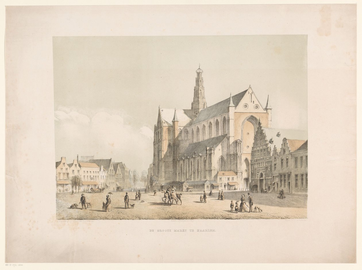 Ansicht der Sint-Bavo-Kirche und des Grote Markts in Haarlem von Arie Ketting de Koningh