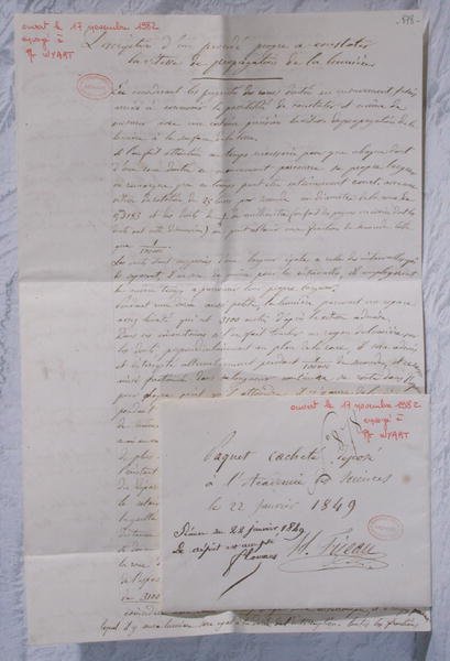 Brief, der Fizeaus Experimente zur Bestimmung der Lichtgeschwindigkeit beschreibt von Armand-Hippolyte-Louis Fizeau