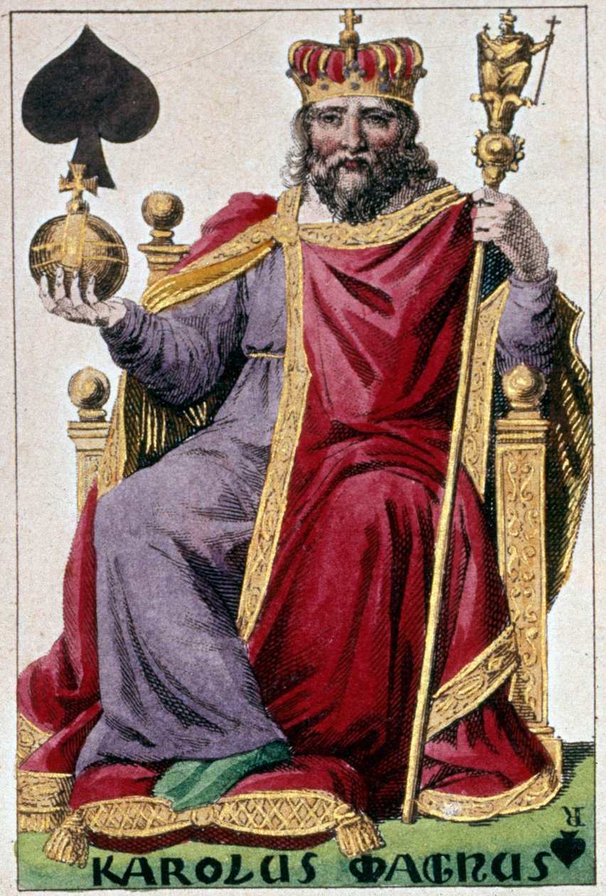 Darstellung von Karl dem Großen (Karl I. genannt Karl der Große) (Detail einer Spielkarte) von Armand Gustave Houbigant