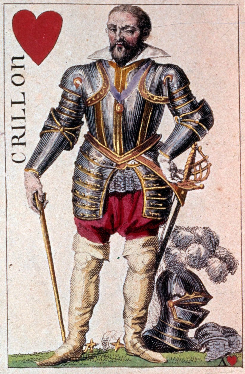 Darstellung von Louis de Balbes de Berton, Ritter genannt der Tapfere Crillon (Detail einer Spielkarte) von Armand Gustave Houbigant