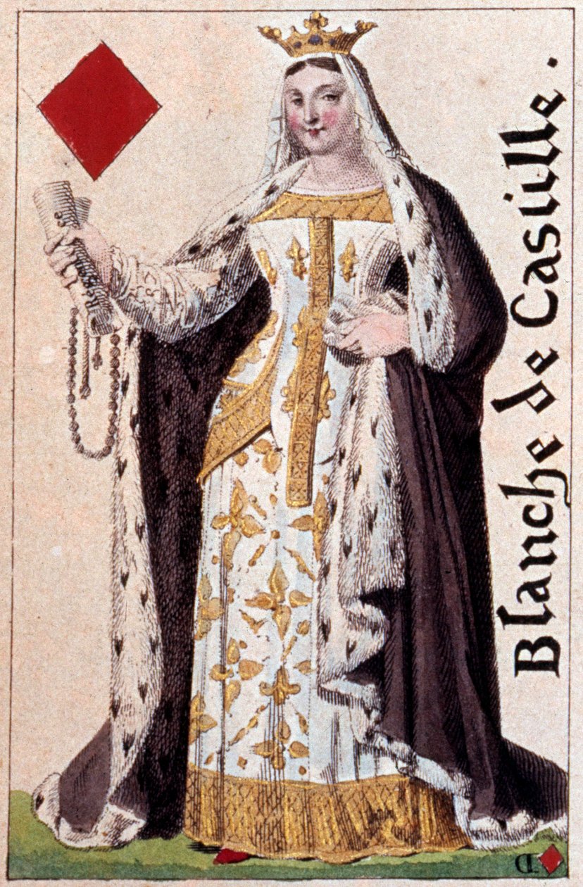 Darstellung der Weißen Königin von Kastilien (1188-1252). Detail einer Spielkarte von Gustave Houbigant (1789-1862) von Armand Gustave Houbigant