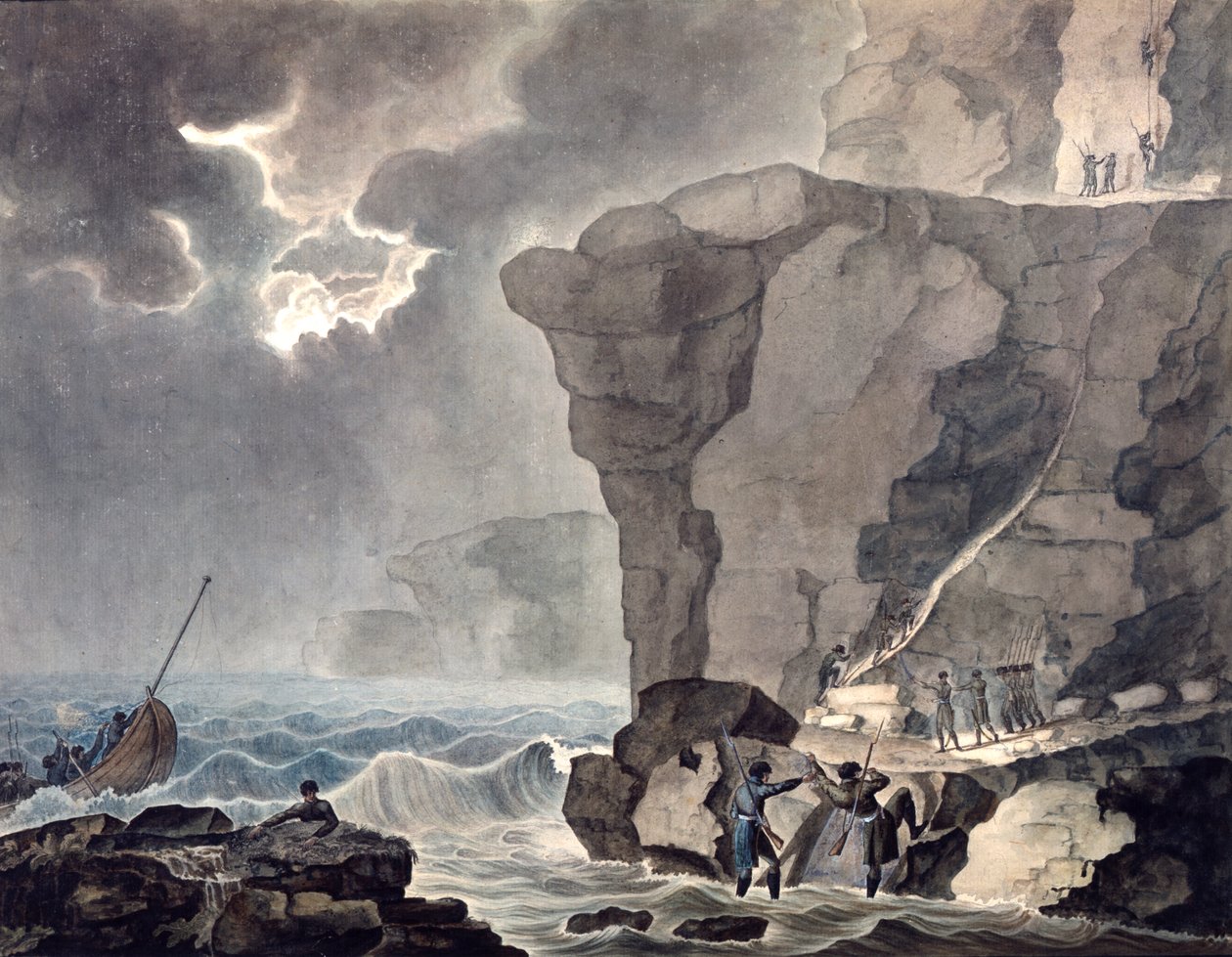 Landung der Verschwörer in der Cadoudal-Affäre an der Klippe von Biville, 1771-1847 von Armand Jules Marie Heraclius de Polignac