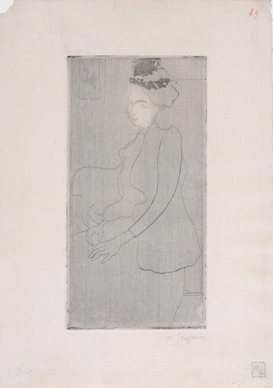Femme assise avec chapeau à plumes (Sitzende Frau mit Federhut) ca. 1893 von Armand Séguin