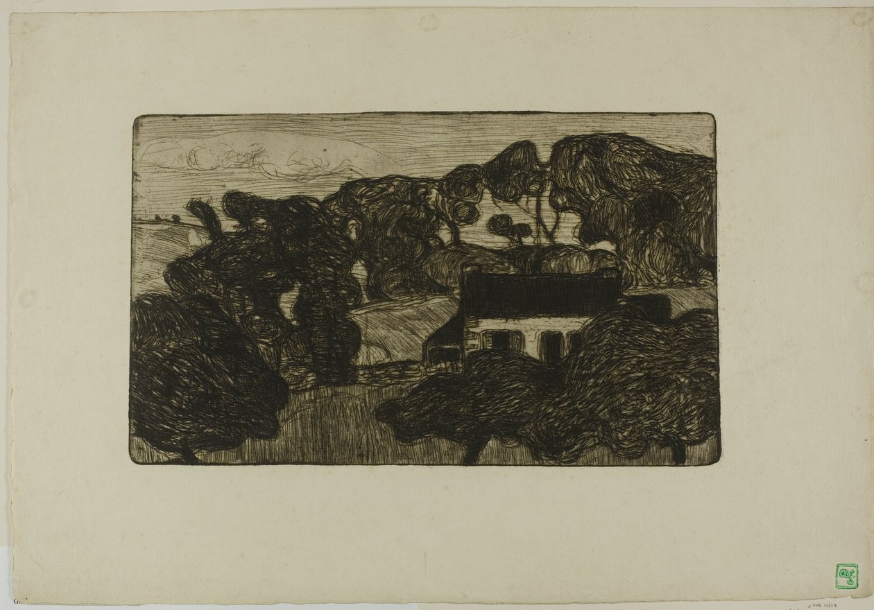 Bauernhaus umgeben von Bäumen von Armand Séguin