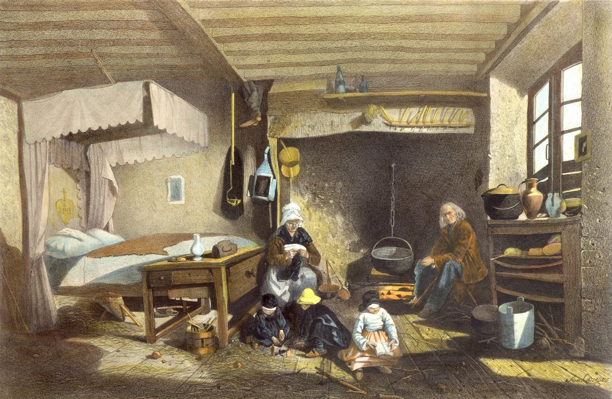 Innenansicht eines Hauses in Royat von Armand Theophile Cassagne