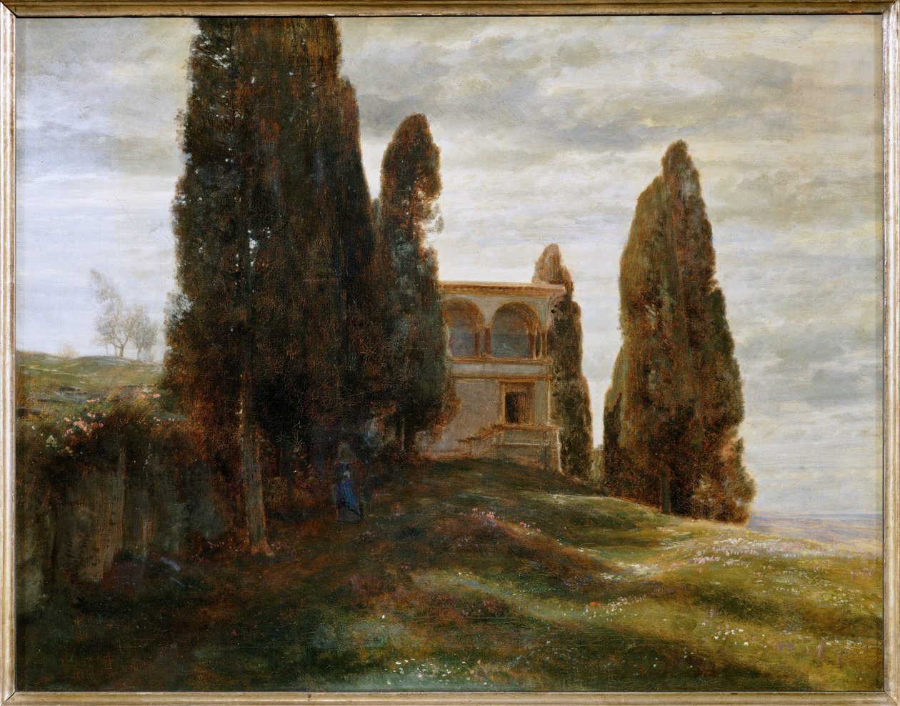 Italienische Villa im Frühling von Arnold Böcklin