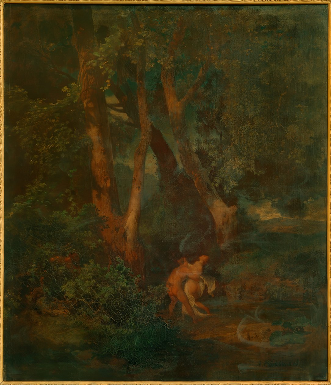 Waldrand mit Faun und Nymphe von Arnold Böcklin
