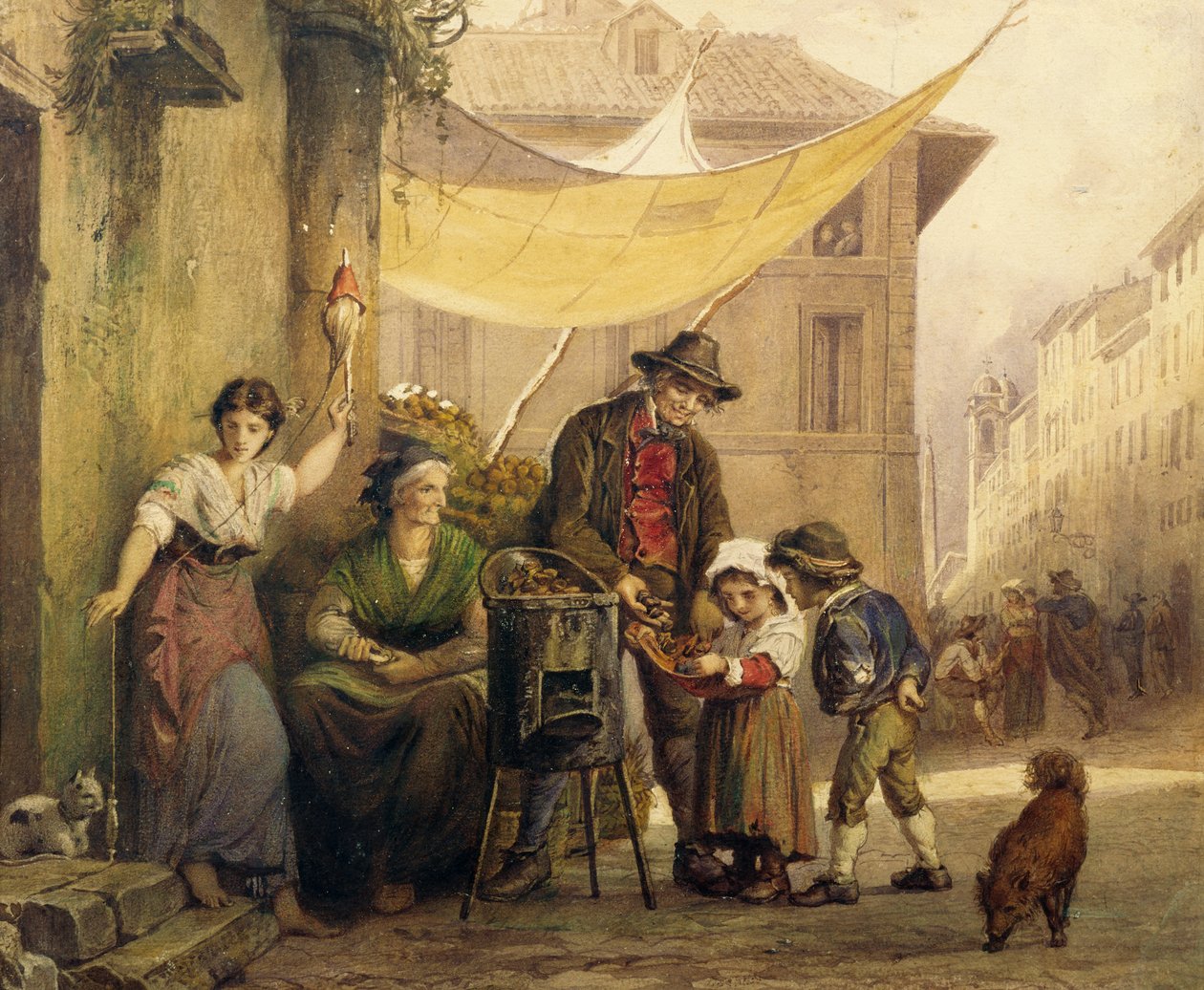 Maronenstand auf der Via Sistina in Rom von Arnold Corrodi