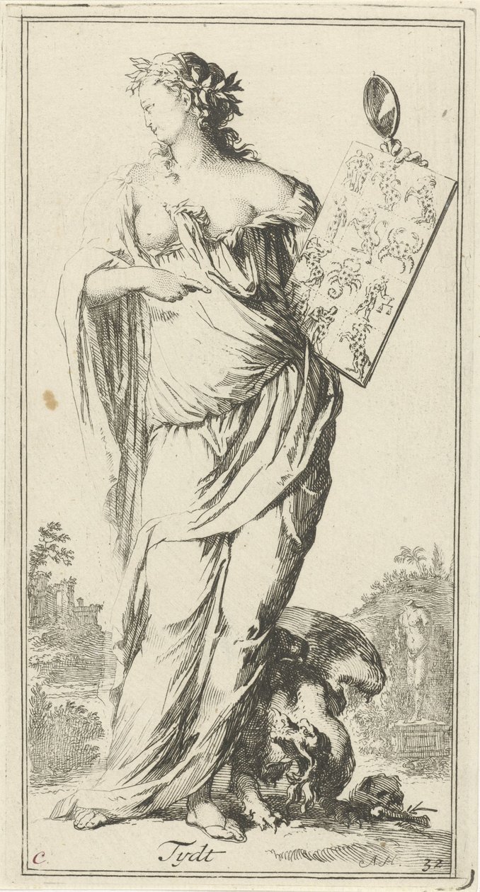 Personifikation der Zeit (Titel auf Objekt) Einundvierzig verschiedene Sinnbilder (Serientitel) von Arnold Houbraken
