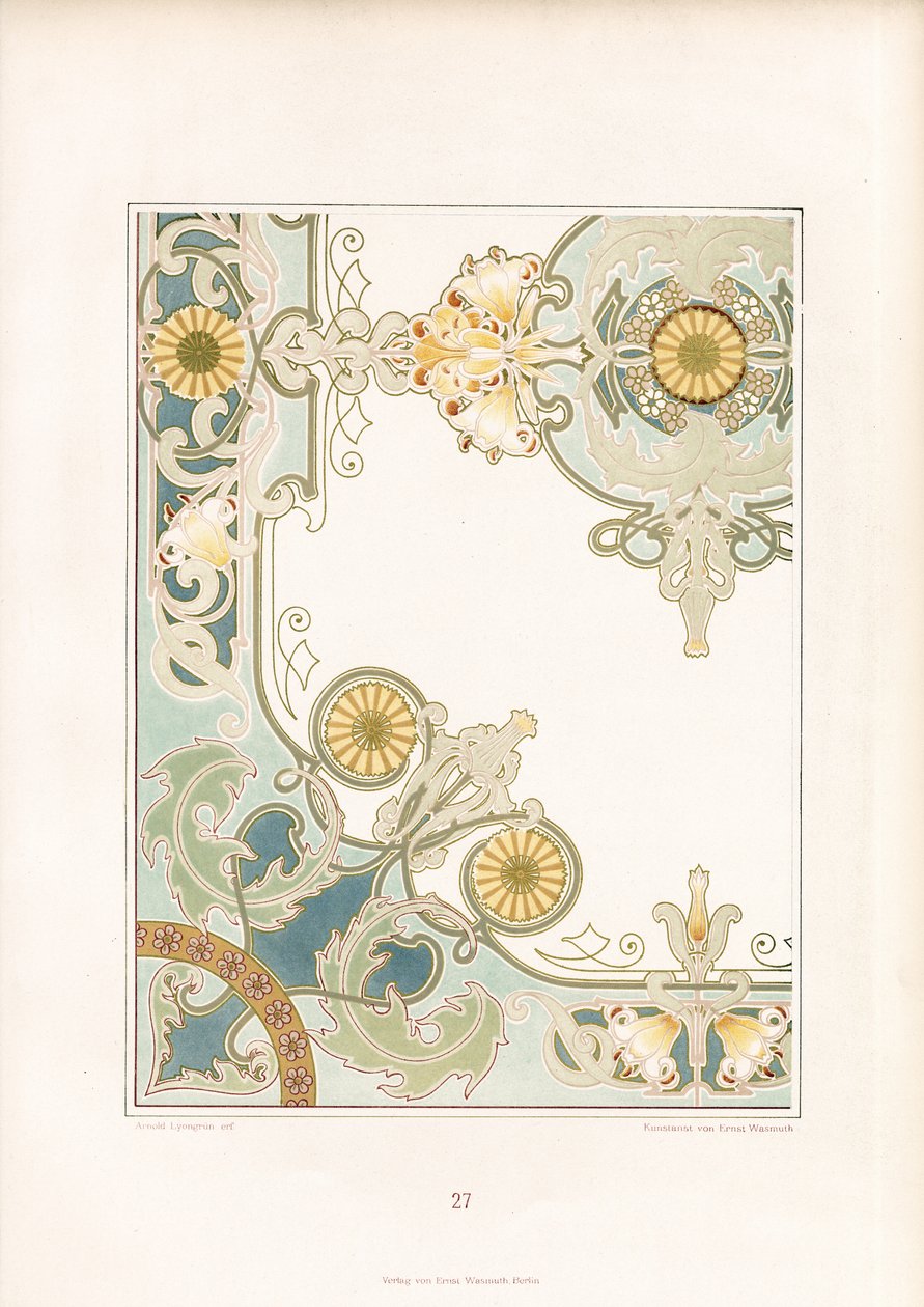 Elegantes Eckornament mit Sonnenblumenmotiven von Arnold Lyongrün